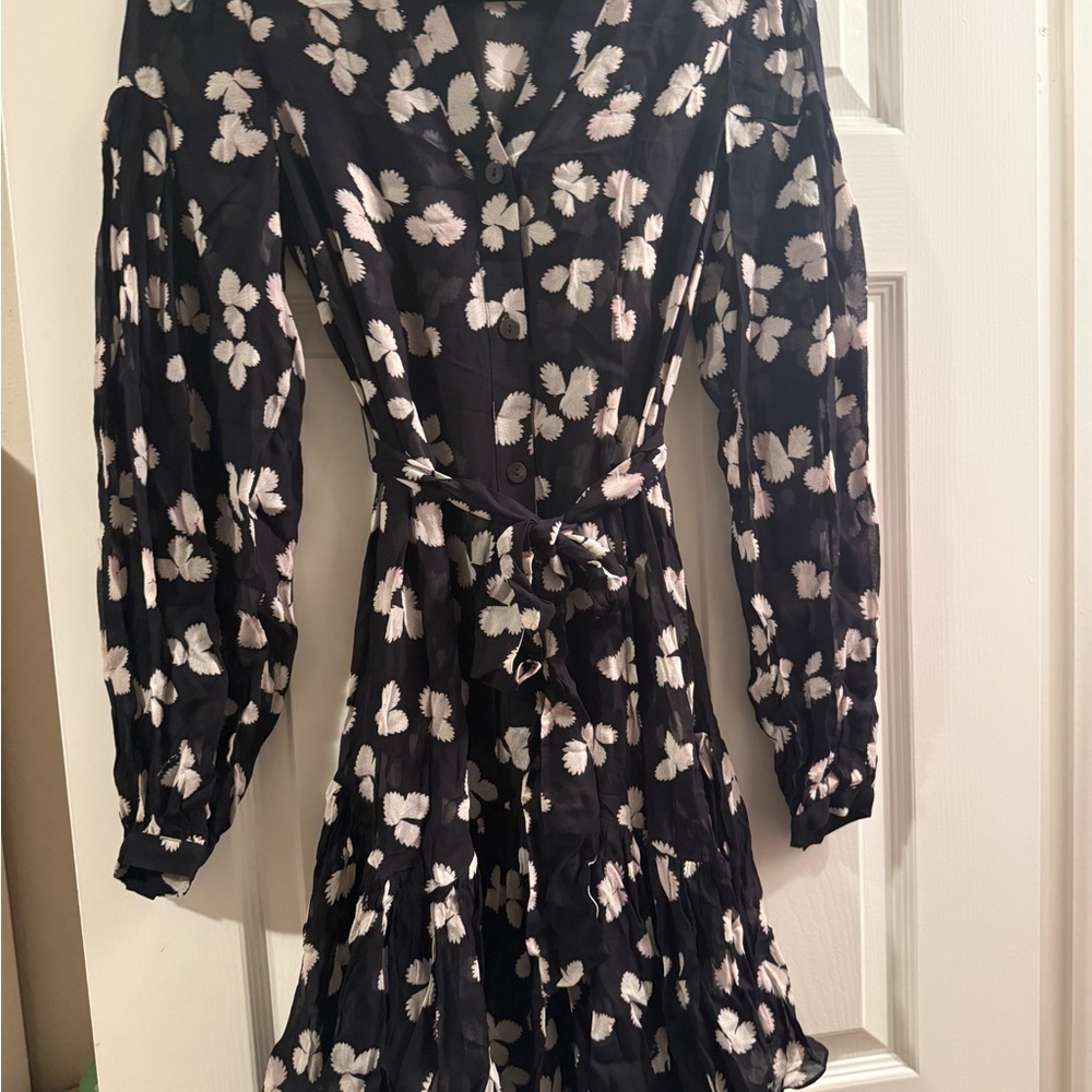 The Kooples Monochrome Floral Long Sleeve Dress